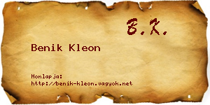 Benik Kleon névjegykártya